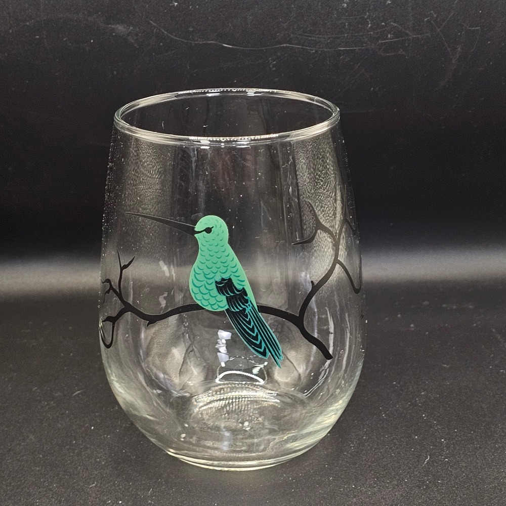 Mary Elizabeth Arts Birds Stemless Wine Glasses Tumblers Set of 4 Made USA 4.5" - Picture 6 of 9